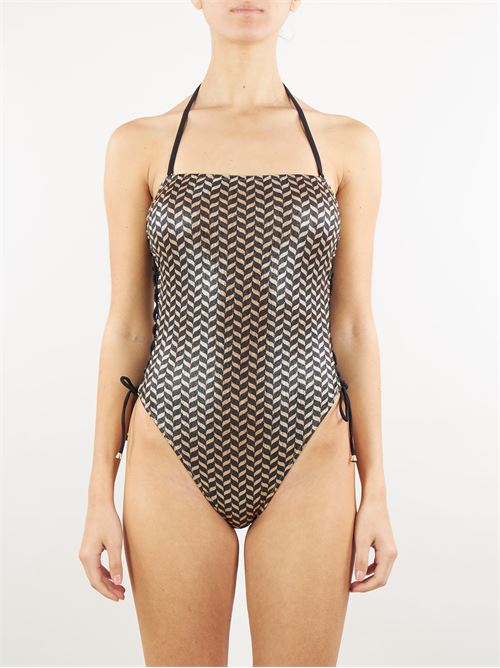 One-piece swimsuit with lamè band and earring print Pin Up PIN UP | Swimming suit | PE243I34